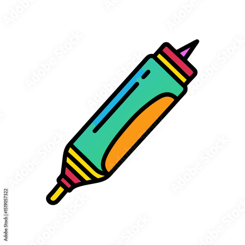 Bright Highlighter Pen Vector Doodle Clipart