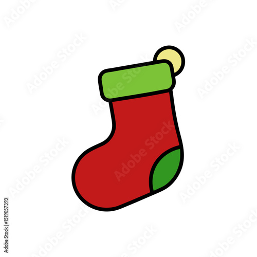 Festive Holiday Stocking Vector Doodle Clipart Christmas