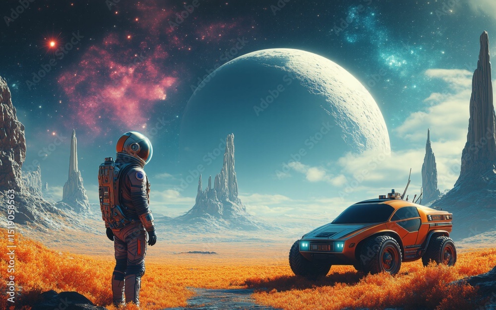 Obraz premium A space scientist exploring a distant alien planet