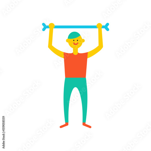 Strong Pull Up Pose Vector Doodle Clipart