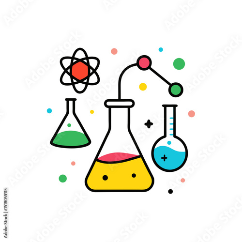 Interesting Science Experiment Vector Doodle Clipart
