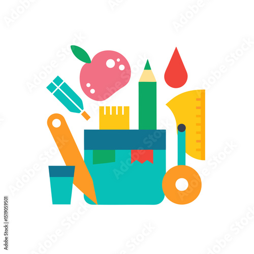 Art Class Tools Clip Art Doodle Vector on White Background