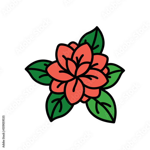 Azalea Clip Art Doodle Vector on White Background