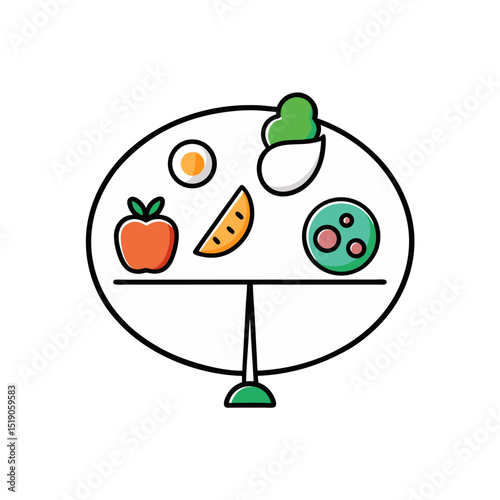 Balanced Diet Plate Clip Art Doodle Vector on White