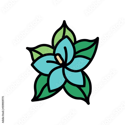 Browallia Clip Art Doodle Vector on White Background