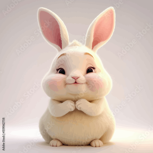 Adorable Cartoon White Bunny Rabbit Illustration