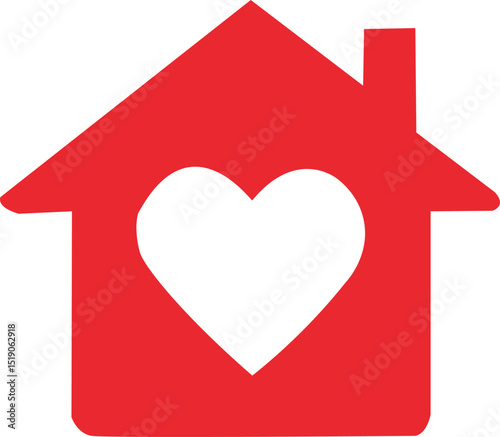 Vector Icon: Home with Heart - Symbolizing Love, Comfort, and Belonging