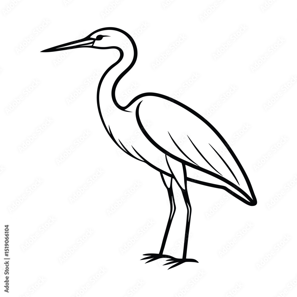 Obraz premium Heron Line art vector illustration