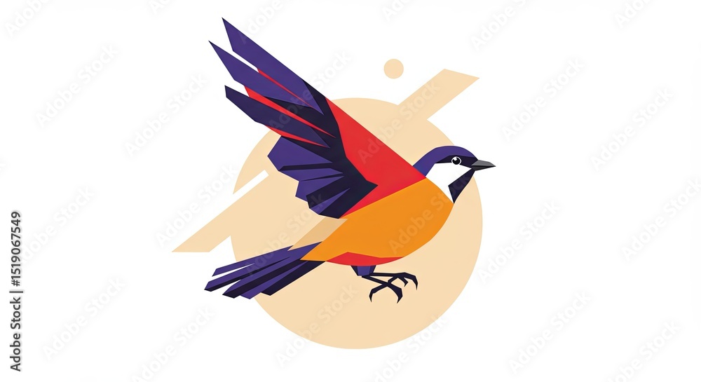 Fototapeta premium A colorful bird with a blue wing is flying in the air
