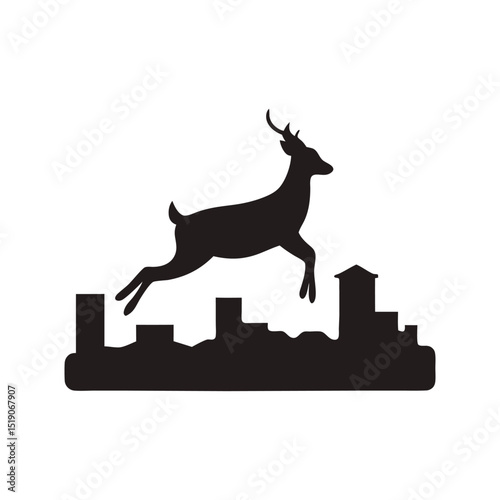 Deer silhouette, deer in jungle silhouette