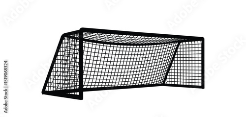 Black Silhouette of a Soccer Goal Isolated on White