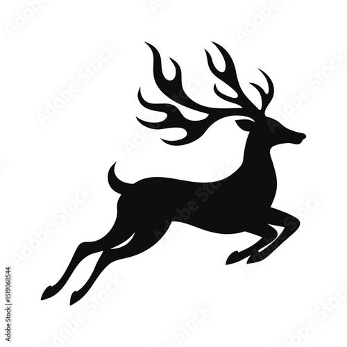 Deer silhouette, deer in jungle silhouette