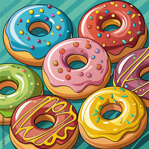 Pattern with a colored donuts 