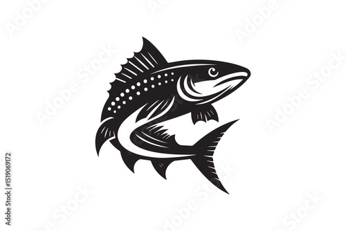 Sturgeon vector silhouette isolated in white background