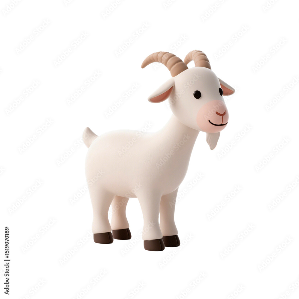 Fototapeta premium goat eid al adha 2025 3d cartoon plastic isolated on white background 