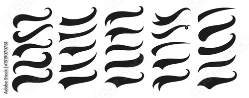 Vintage swooshes text tails for baseball design. Sport underline for retro decoration. Black vector illustration on a white background.
