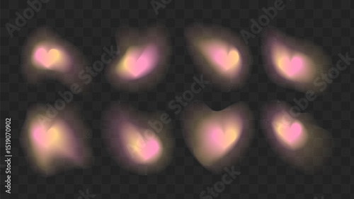 Aura heart element. Y2k yellow and pink gradient blur with watercolor mesh color gradation. Neon halo for valentine. Minimal blend figure with holographic ombre brush and liquid effect vector