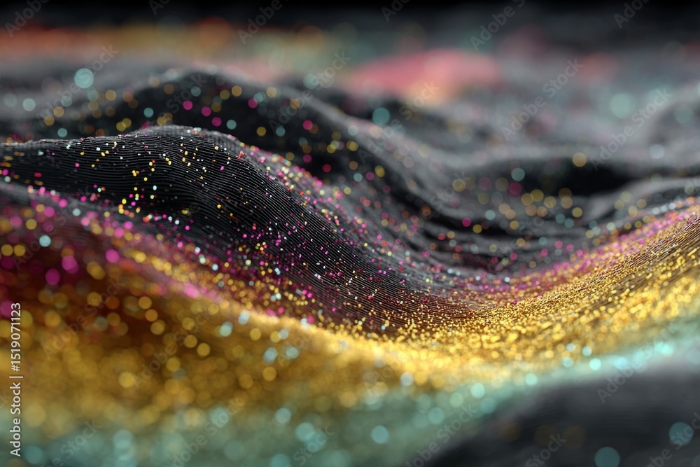 Vibrant Cosmic Terrain: Abstract and artistic view of a mysterious land, with radiant and colorful particles that make a stunning display of cosmic energy Vibrant Cosmic Terrain: Abstract and artistic view of a mysterious land, with radiant and colorful particles that make a stunning display of cosmic energy