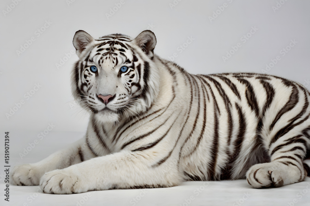 Naklejka premium white tiger resting on the ground