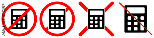 No calculator sign vector for restriction, banned tools, or school exam rules illustration. Ideal for educational alerts, test guidelines, and rule-based UI design.