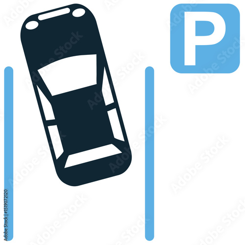 Car parking icon vector for transport symbol, street direction, and parking system. Ideal for UI design, urban maps, and car zone signs.