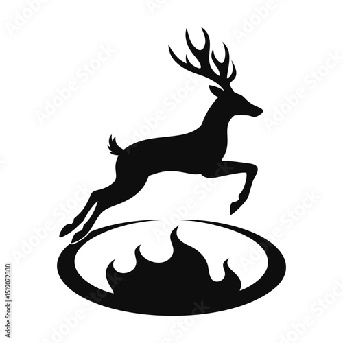 Deer silhouette, deer in jungle silhouette