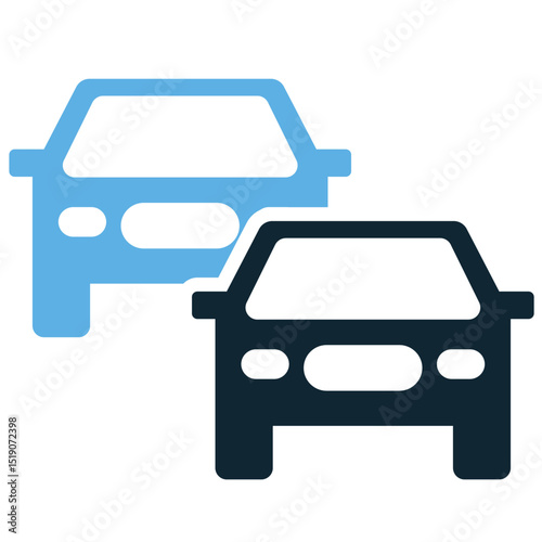 Cars icon vector for multiple vehicles, auto traffic, and transport concept. Ideal for fleet services, travel illustrations, and city road planning visuals.