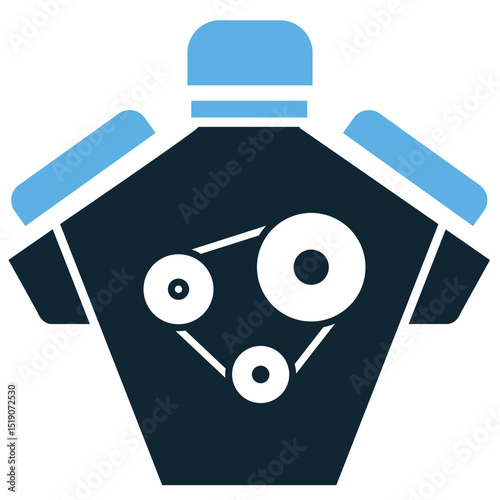 Car engine icon vector for mechanical systems, auto repair, and power unit concept. Ideal for service apps, garage branding, and automotive performance visuals.