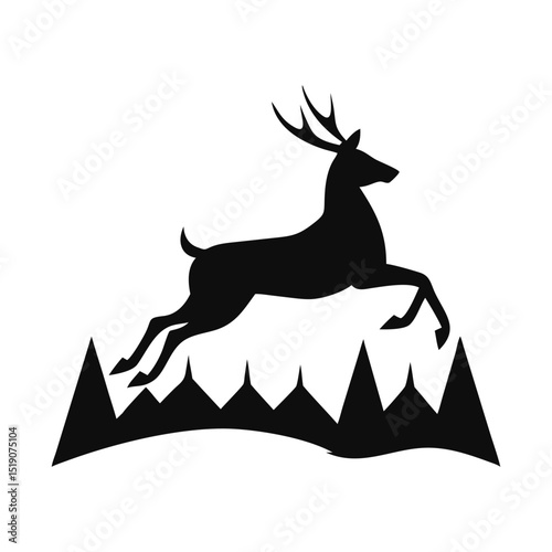 Deer silhouette, deer in jungle silhouette