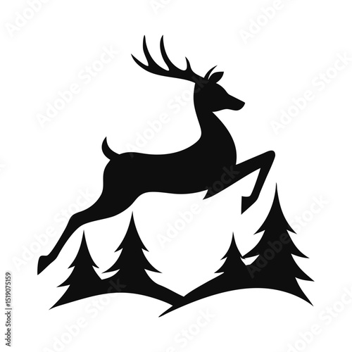 Deer silhouette, deer in jungle silhouette