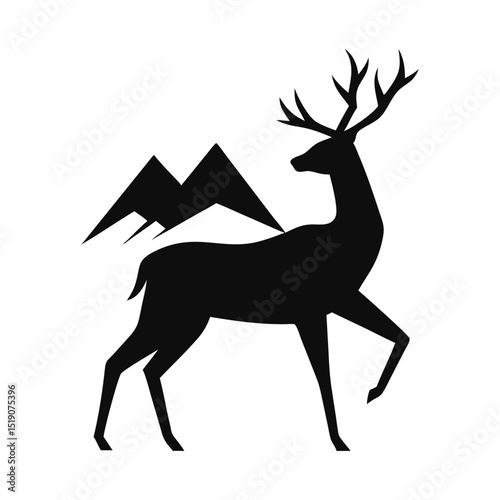 Deer silhouette, deer in jungle silhouette