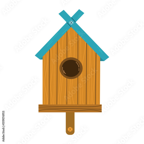 


Spring  birds house   single element. Cute craft houses for birds flat line vector elements white background