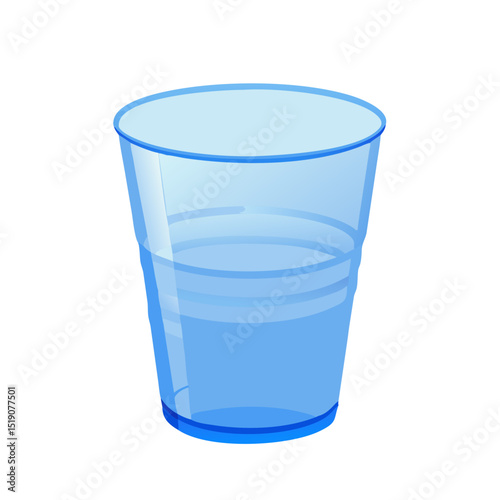 Empty blue transparent isolated plastic cup 