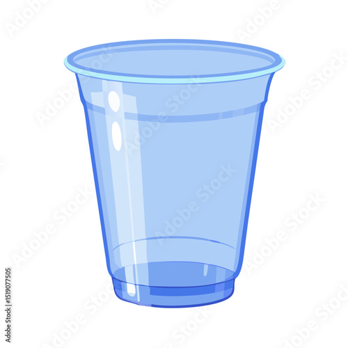 Empty blue transparent isolated plastic cup 