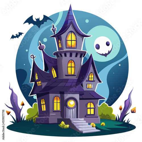 halloween house with pumpkin