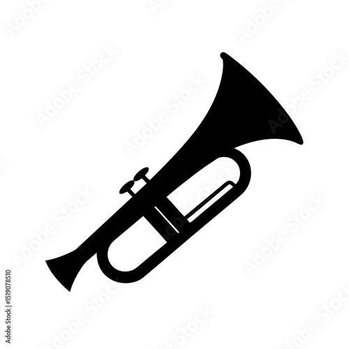 Stunning Black Trumpet Silhouette Graphic Isolated On A Clean White Background Art