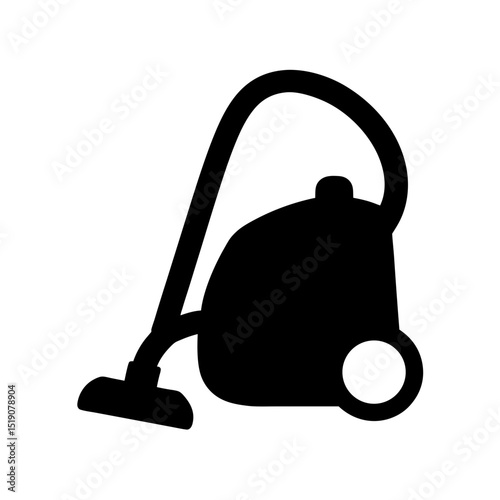 Cleaning Black Vacuum Cleaner on White for Household Use