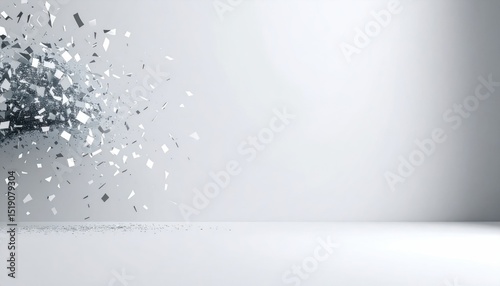 Explosive Confetti Burst Against Minimalist White Background Celebrating Celebration Focused Design