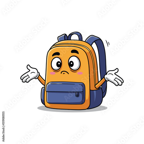 Confused Backpack Clipart Shrugging - Funny Uncertain School Bag