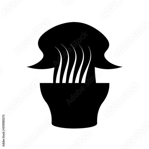Italian Black Pasta Silhouette on White Background for Food