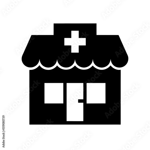Healthcare Black Drugstore Outline on White Isolated Design