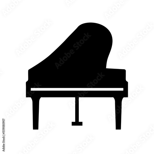 Musical Black Piano Silhouette on White Background for Concert