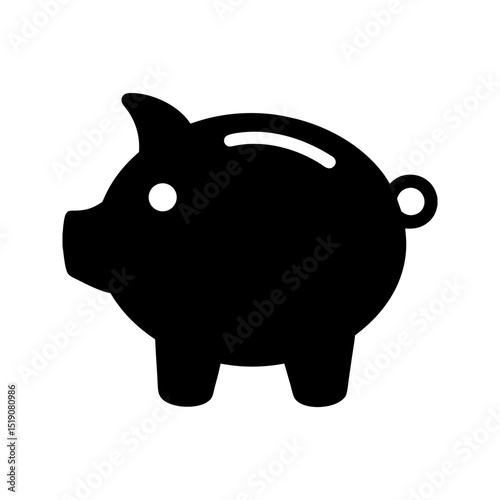 Banking Black Pig Shape on White Isolated Image