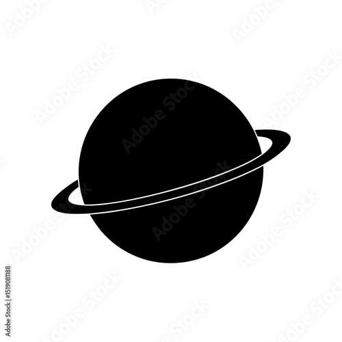 Orbital Black Cosmic Body on White Backdrop