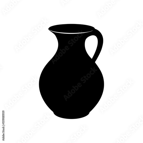 Rustic Black Pottery Outline on White Isolated Graphic