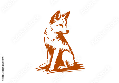 Dingo hand drawn sketch vector illustration