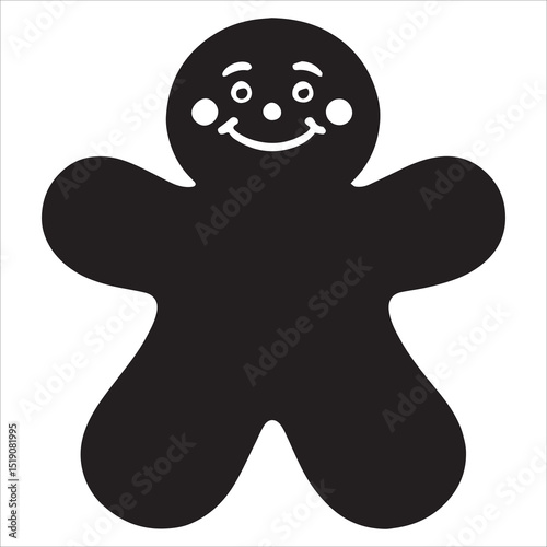 Gingerbread man silhouette vector,gingerbread man icon, gingerbread man silhouette vector illustration, Festive Gingerbread Cookie Silhouette