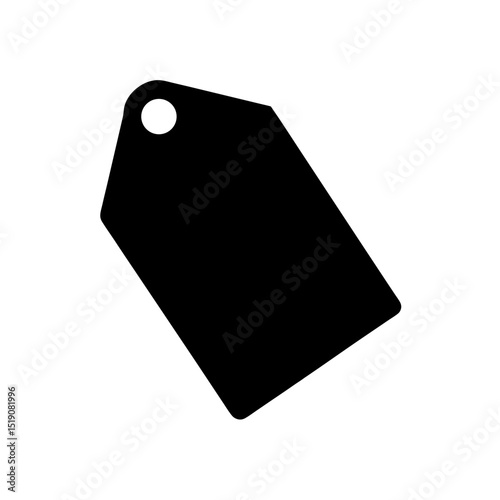 Simple Black Tag Outline on White Isolated Graphic