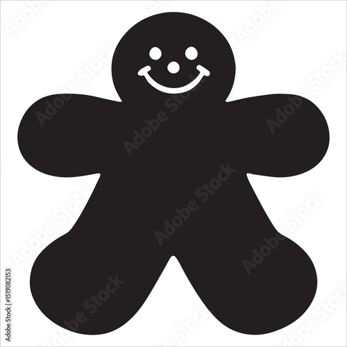 Gingerbread man silhouette vector,gingerbread man icon, gingerbread man silhouette vector illustration, Festive Gingerbread Cookie Silhouette