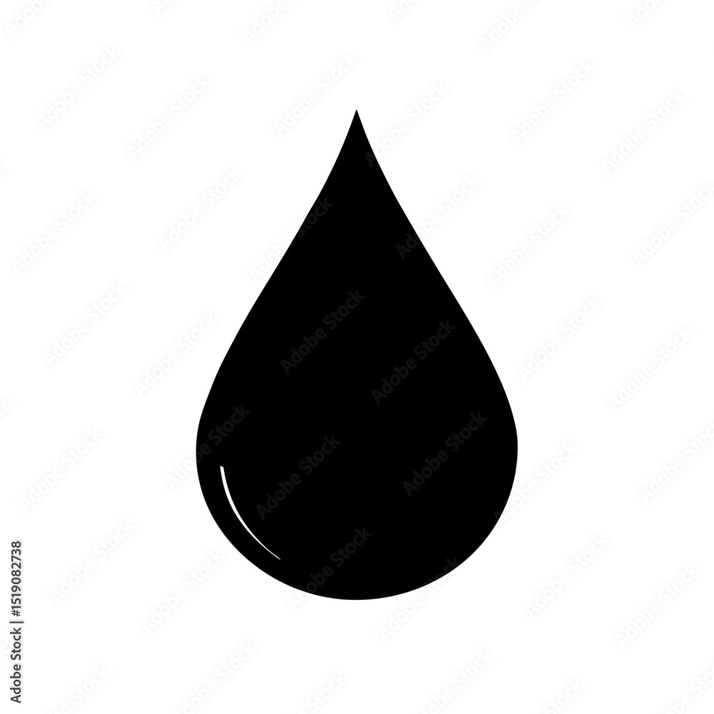 Droplet Black Weather Element on White Backdrop Droplet Black Weather Element on White Backdrop